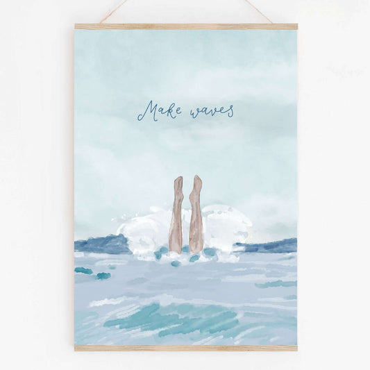 Make waves sea swimming A4 fine art print And Hope Designs Print