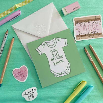 New Baby Card - New Kid On The Block - Unisex And Hope Designs Cards
