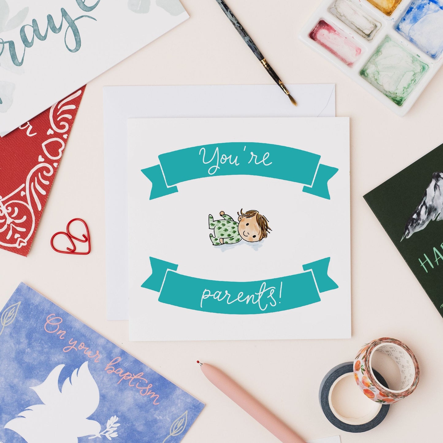 New Baby Card - You’re Parents! (Blue) And Hope Designs