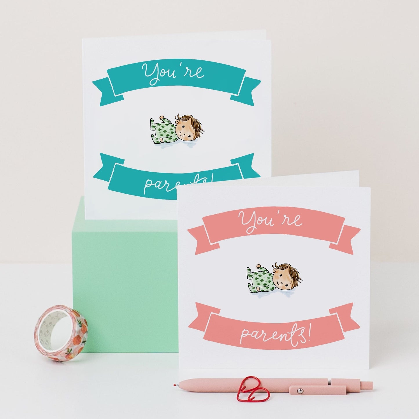New Baby Card - You’re Parents (Pink) And Hope Designs