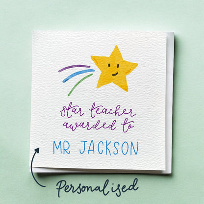 Personalised Best Teacher thank you card And Hope Designs Cards