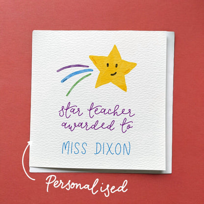 Personalised Best Teacher thank you card And Hope Designs Cards
