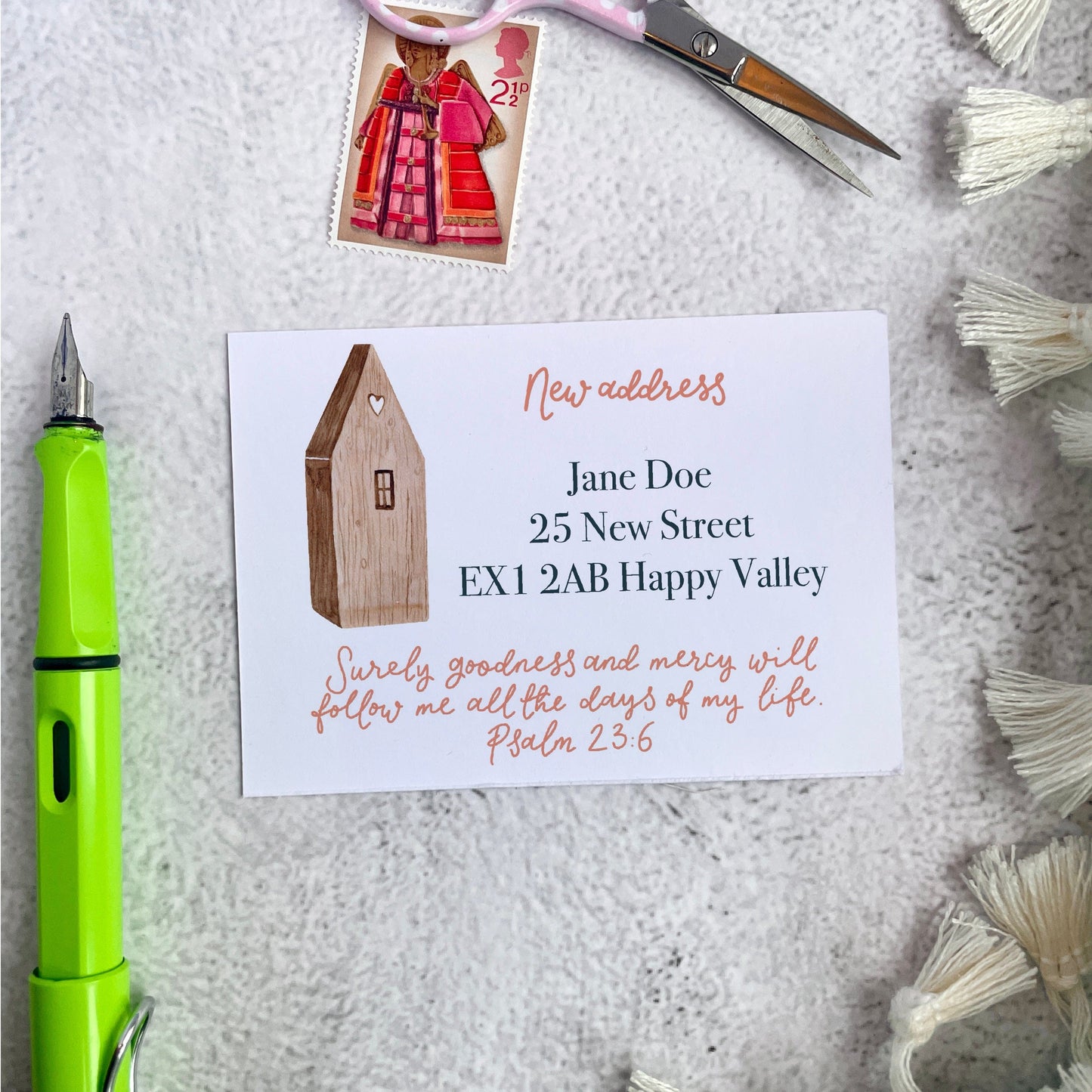Personalised New Address Notecards With Scripture Brown Wooden House / Pack of 25 And Hope Designs Greeting & Note Cards