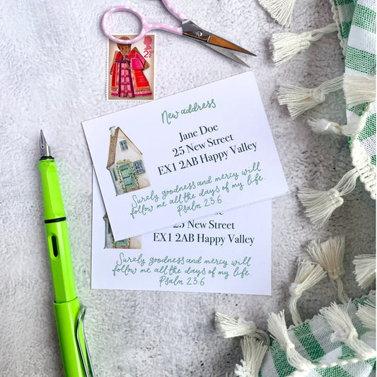 Personalised New Address Notecards With Scripture Floral Spring House / Pack of 25 And Hope Designs Greeting & Note Cards