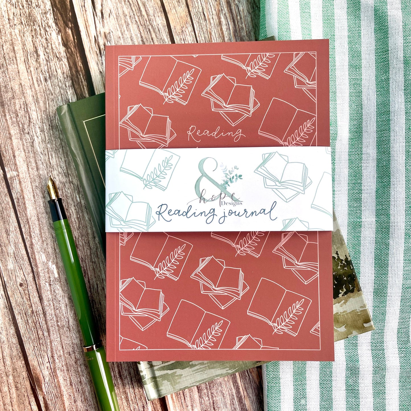 Reading journal, blush pink cover And Hope Designs Notebook