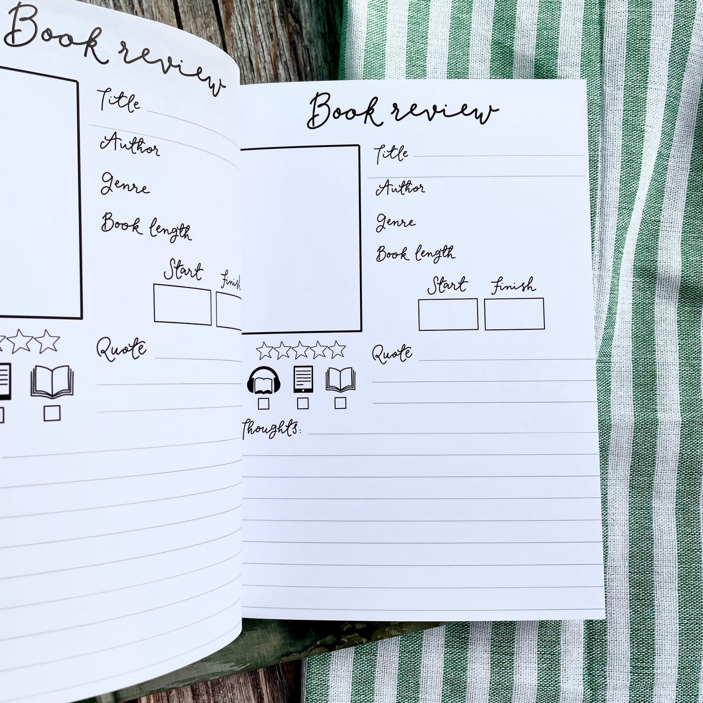 Reading journal, blush pink cover And Hope Designs Notebook