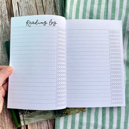 Reading journal, blush pink cover And Hope Designs Notebook