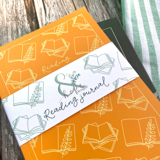 Reading journal, bookish yellow cover And Hope Designs Notebook