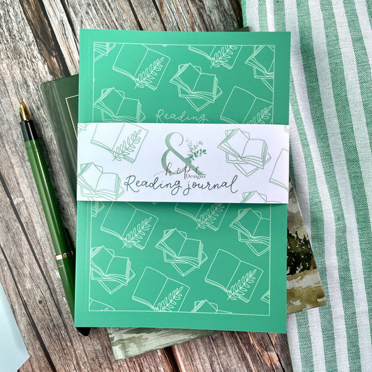 Reading journal, teal green cover And Hope Designs Notebook