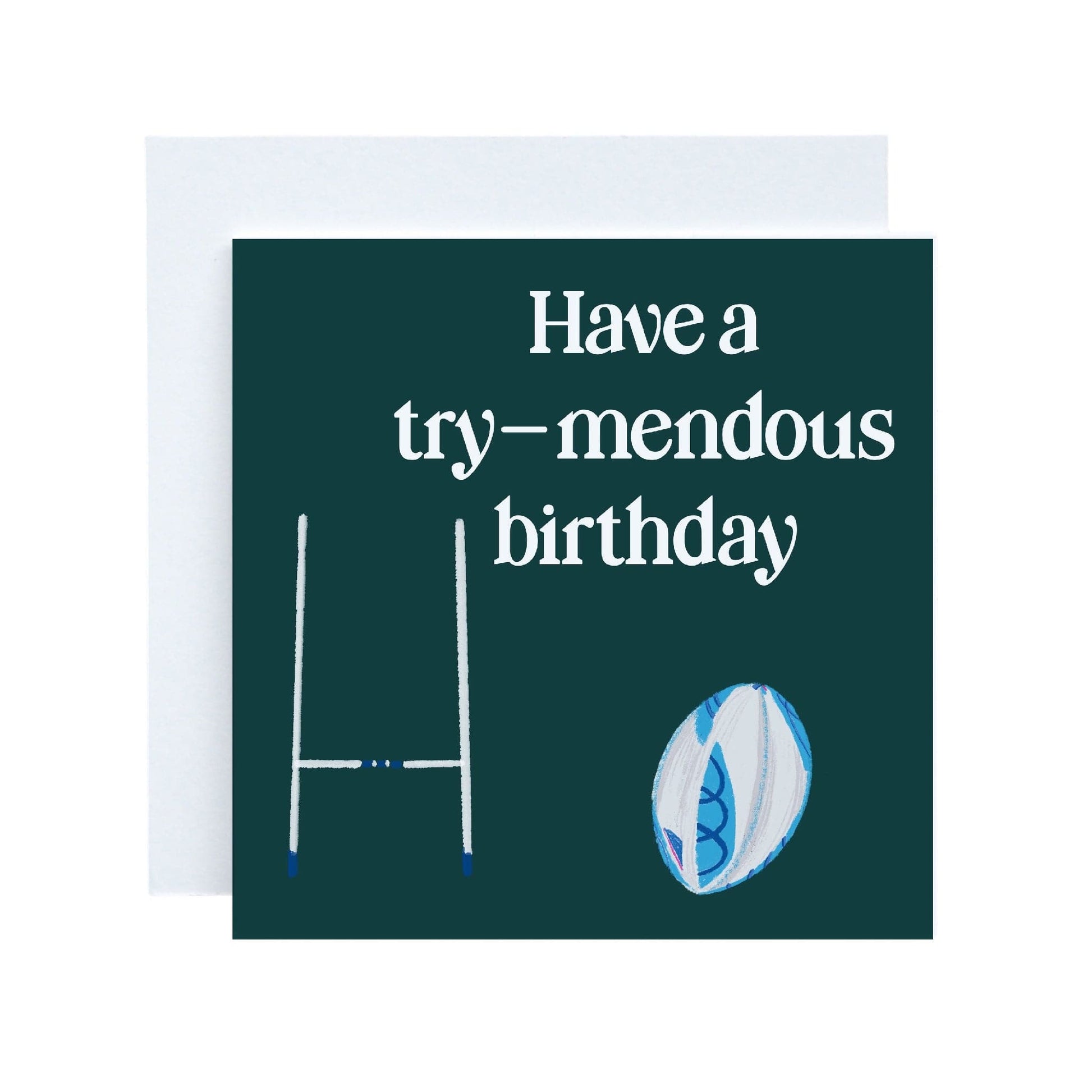 Rugby pun "Have a try-mendous birthday" card And Hope Designs Cards