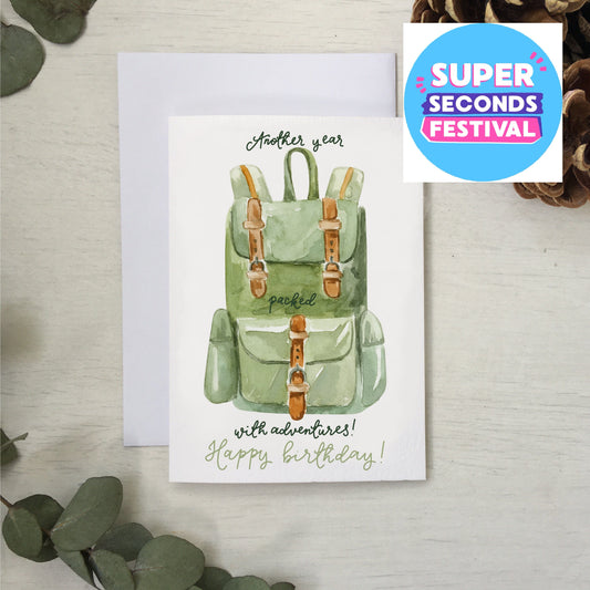 SECONDS - packed with adventures birthday card And Hope Designs