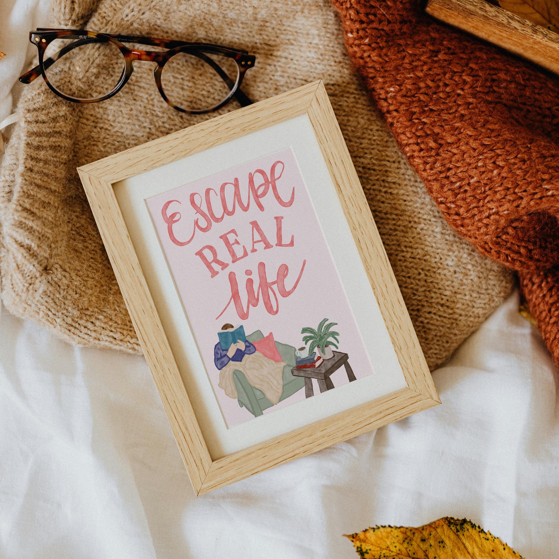 Set Of 3 Prints - Bookish Escape Real Life And Hope Designs Print
