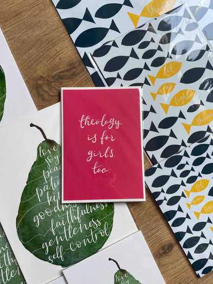 Theology is for Girls too Hot Pink Christian Wall Print And Hope Designs