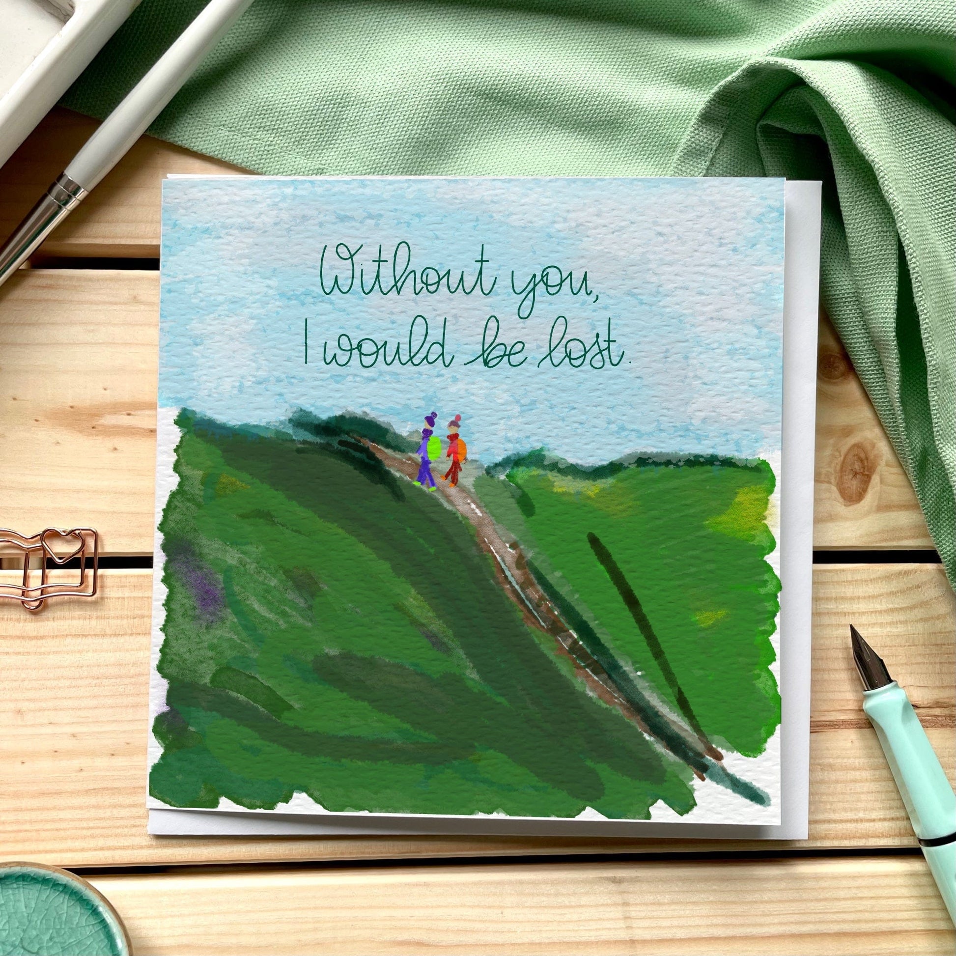 Without you I would be lost hillwalking card And Hope Designs Cards
