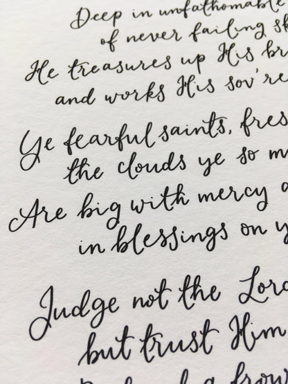 A4 Christian print - God moves in a mysterious way hymn And Hope Designs Print
