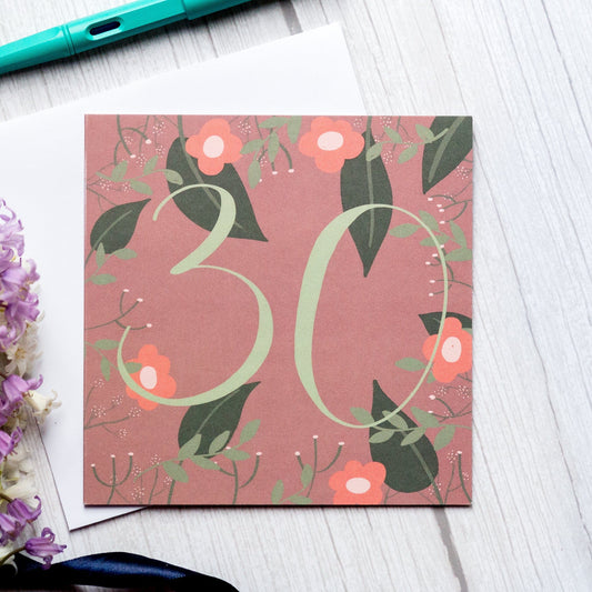 And Hope Designs Greeting & Note Cards 30th floral birthday card