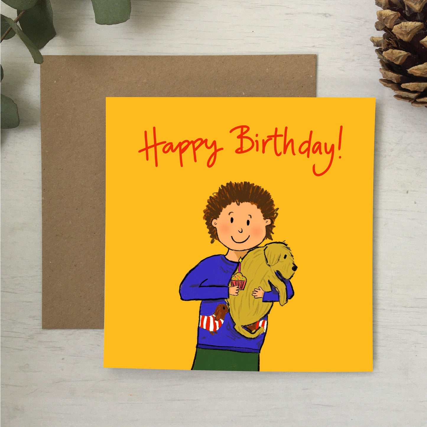 Smooth uncoated bright birthday card for boy