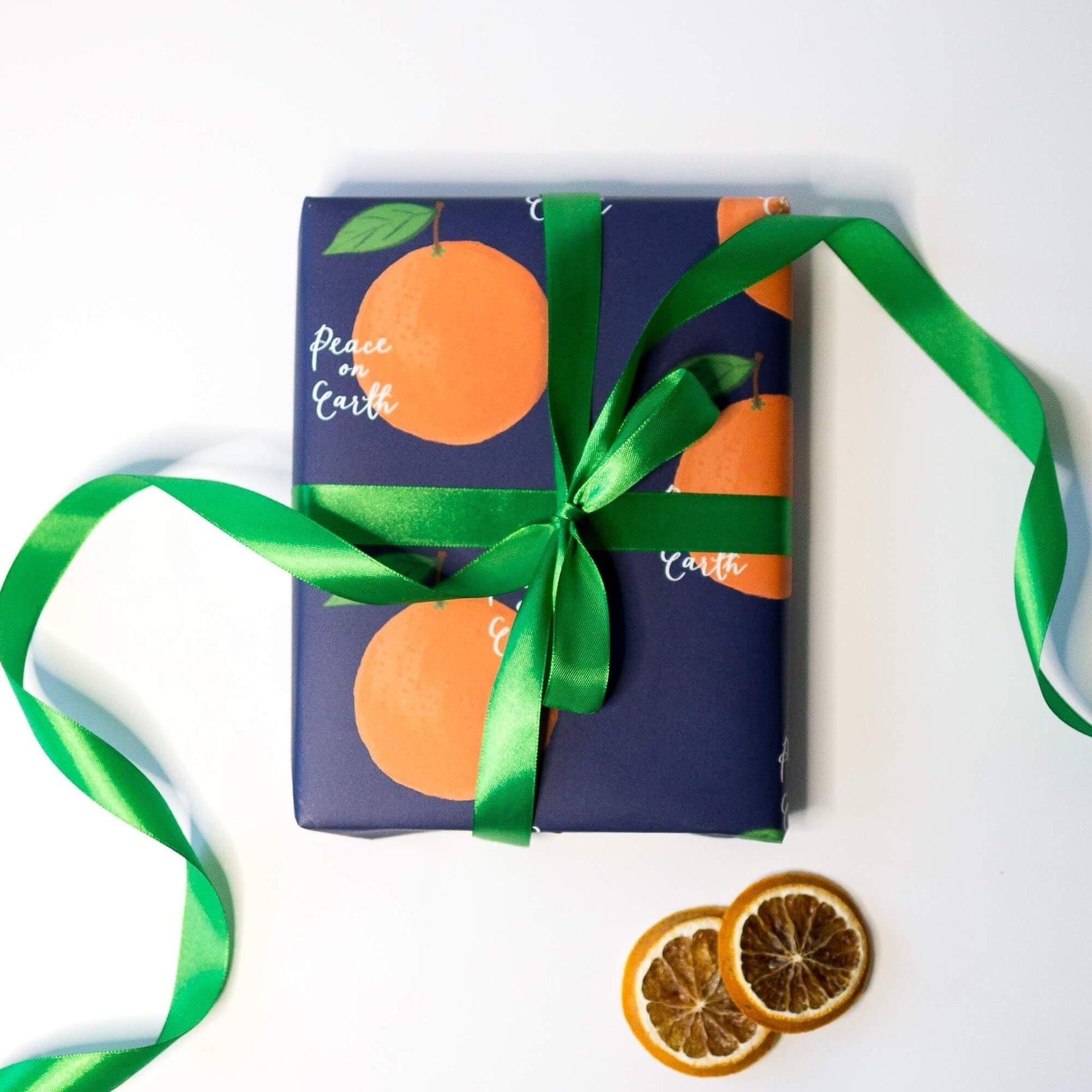 Christian peace on earth and oranges gift wrap