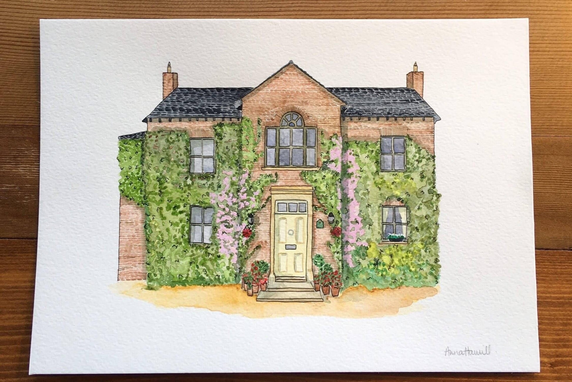 A4 personal art - watercolour and ink house painting