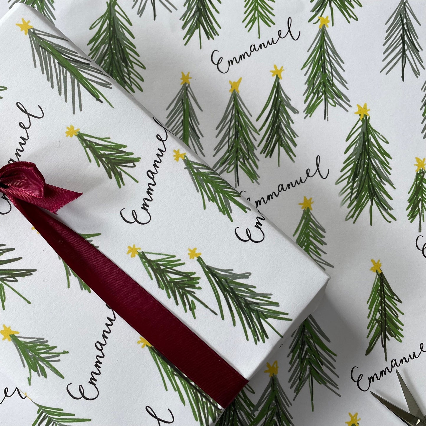 And Hope Designs Wrapping Paper “Emmanuel” Christmas tree wrapping paper