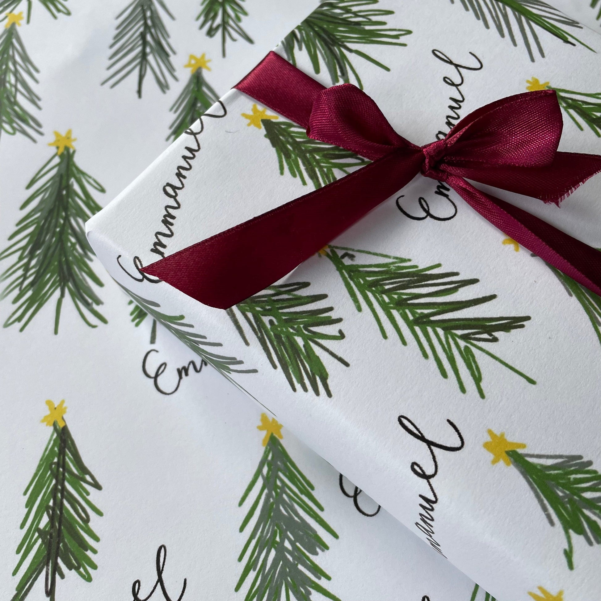 And Hope Designs Wrapping Paper “Emmanuel” Christmas tree wrapping paper