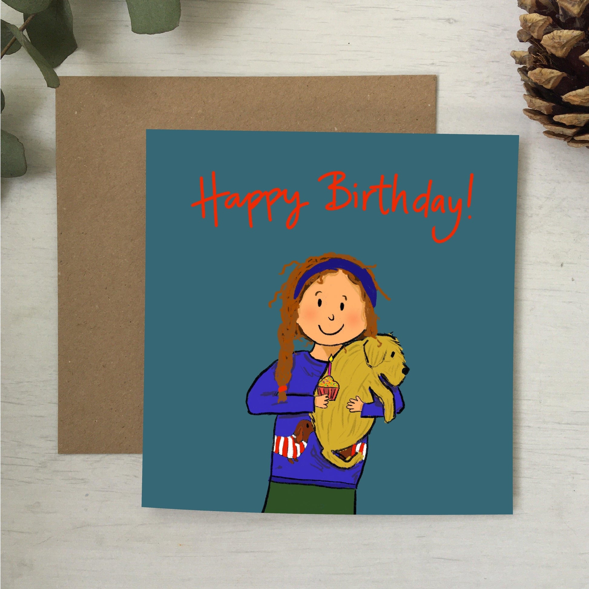 And Hope Designs Greeting & Note Cards Girl and puppy birthday card