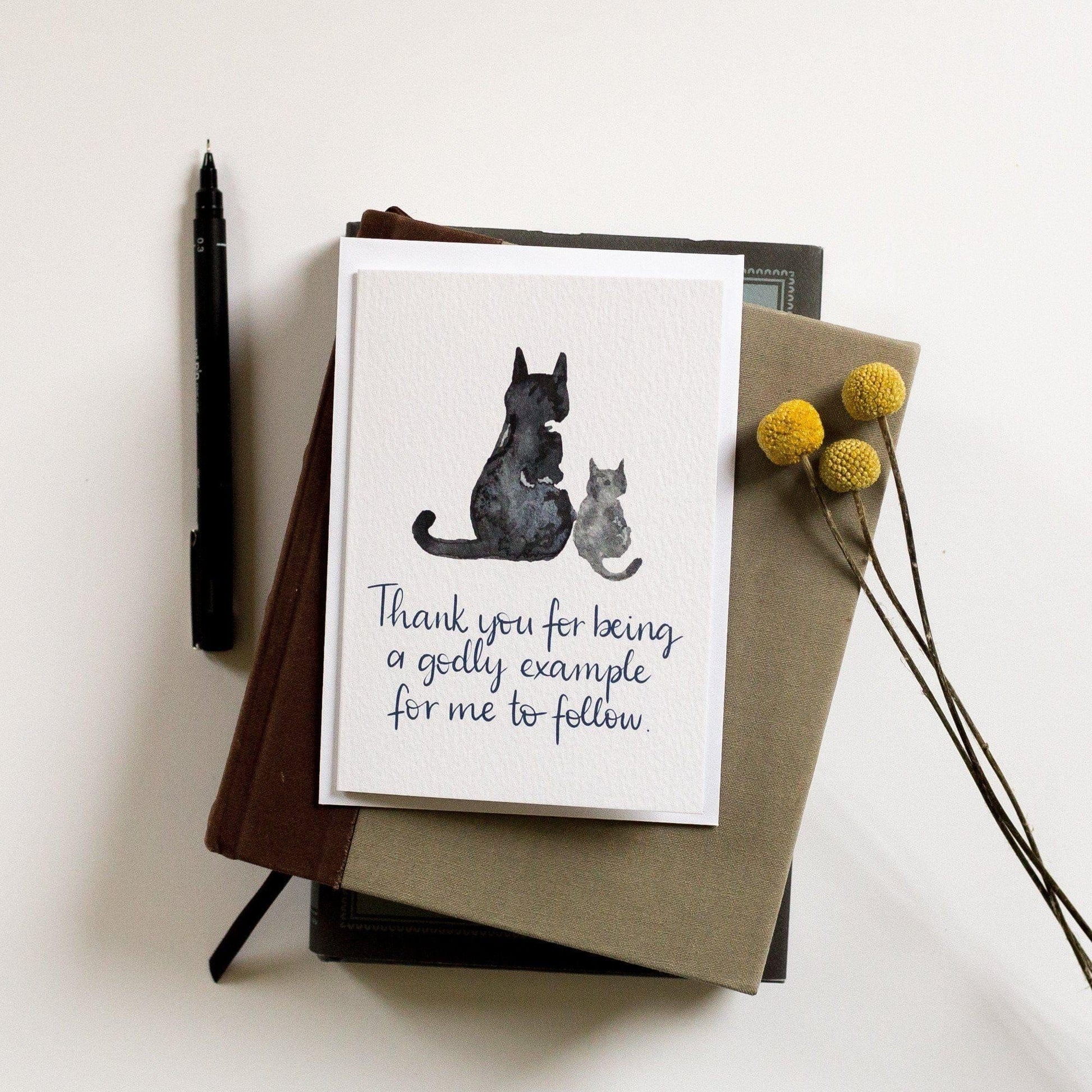 christian fathers day card with cat and kitten