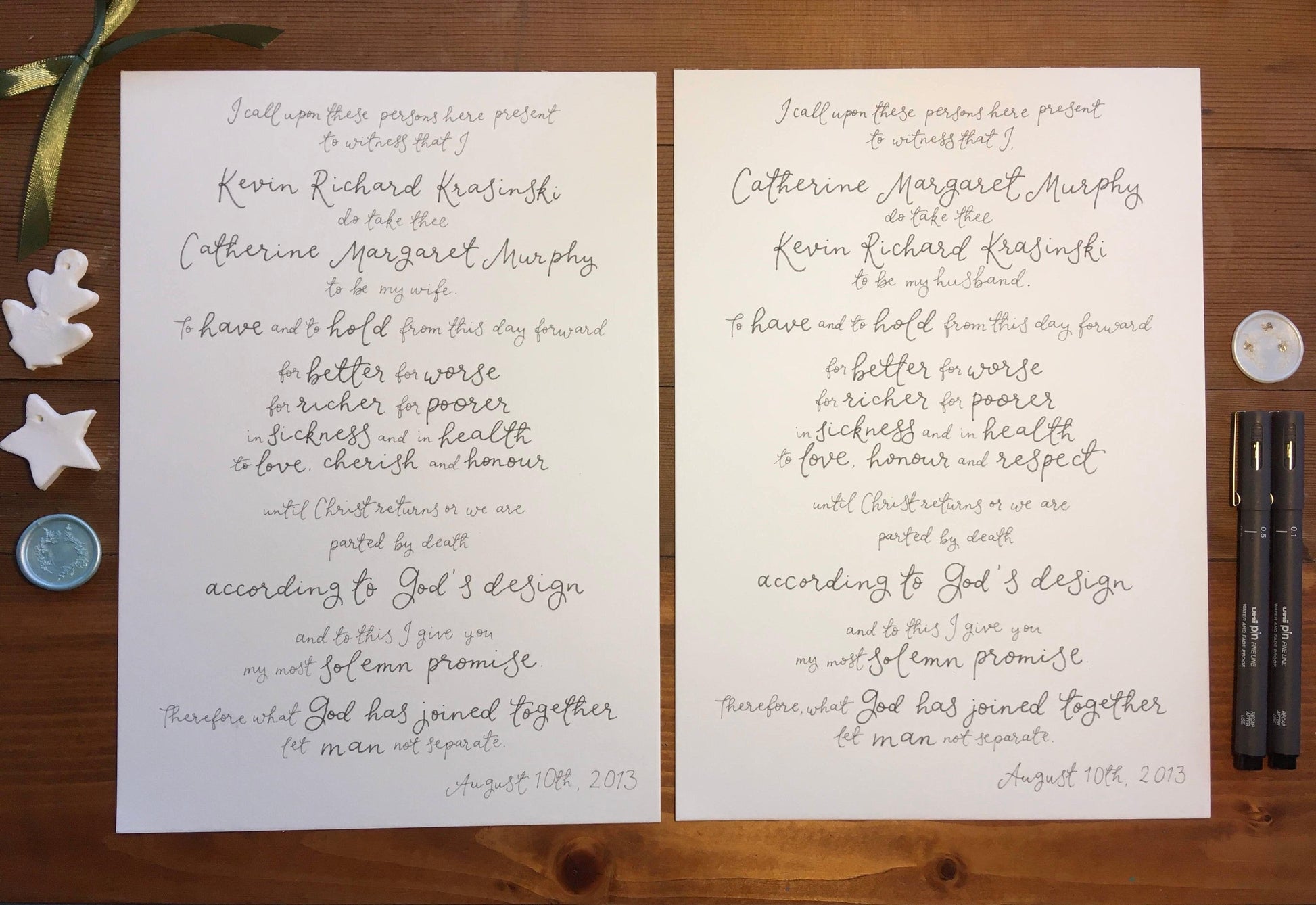 And Hope Designs Originals Hand lettered wedding vows