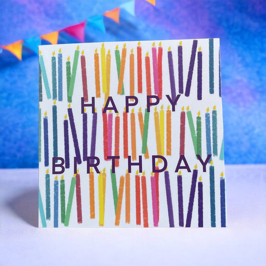 Happy birthday rainbow candles card Cards And Hope Designs   