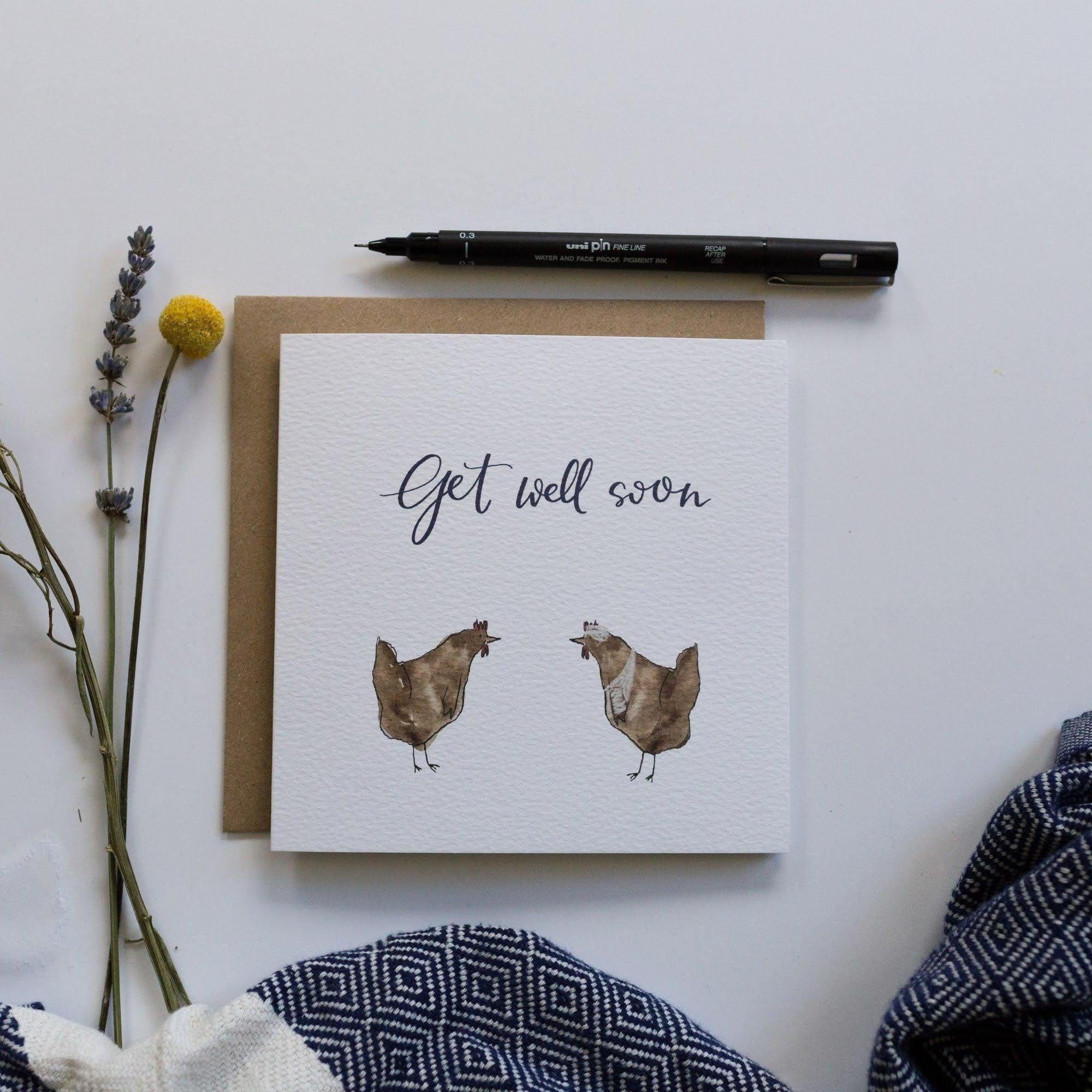 Get well soon hen card made in the U.K. – And Hope Designs