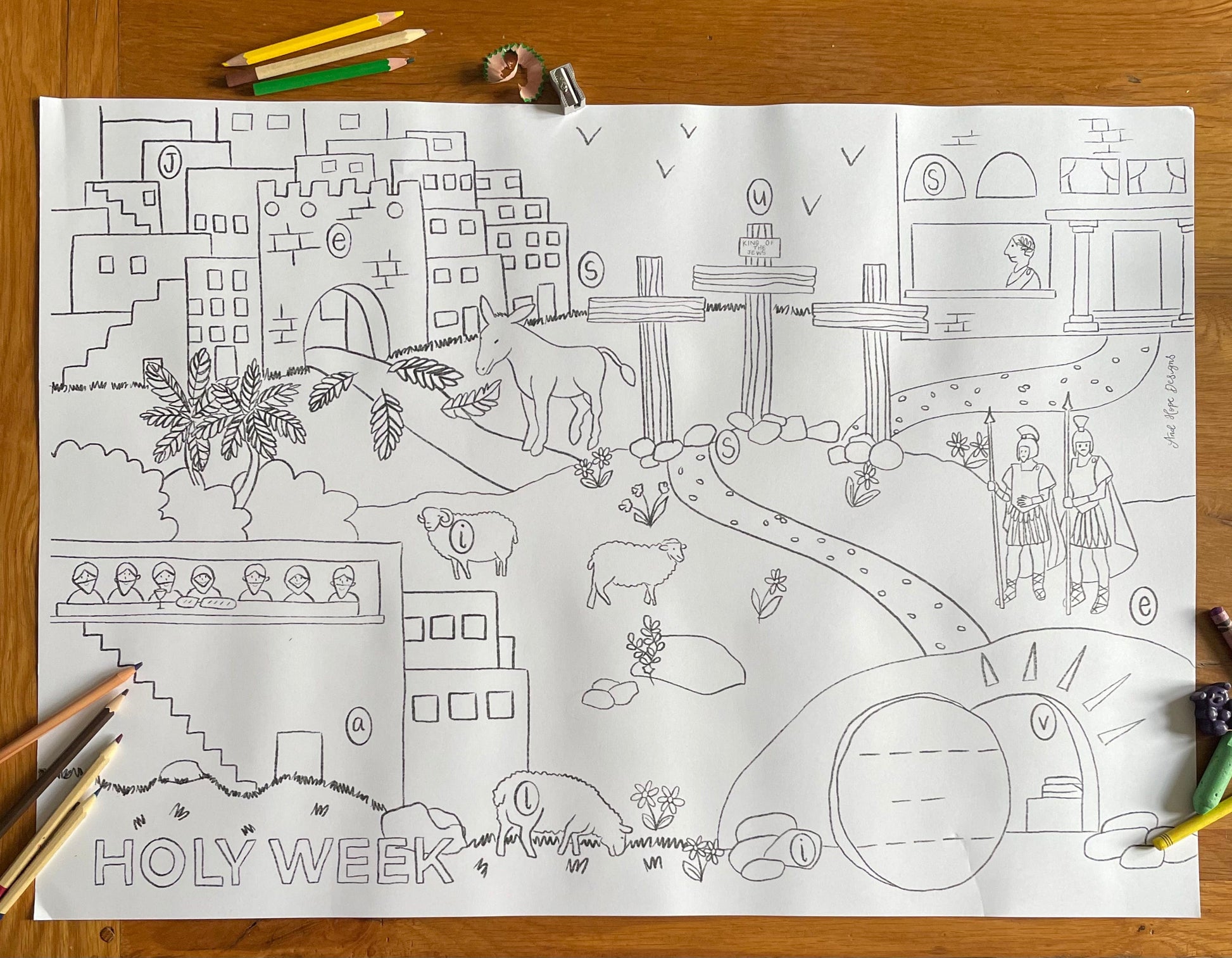 Jumbo Holy Week Easter Colouring Page Colouring Page And Hope Designs   
