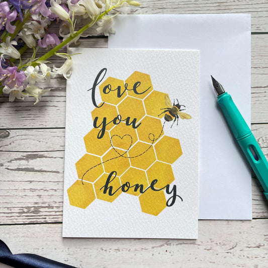 Love you honey A6 card Greeting & Note Cards And Hope Designs    - And Hope Designs