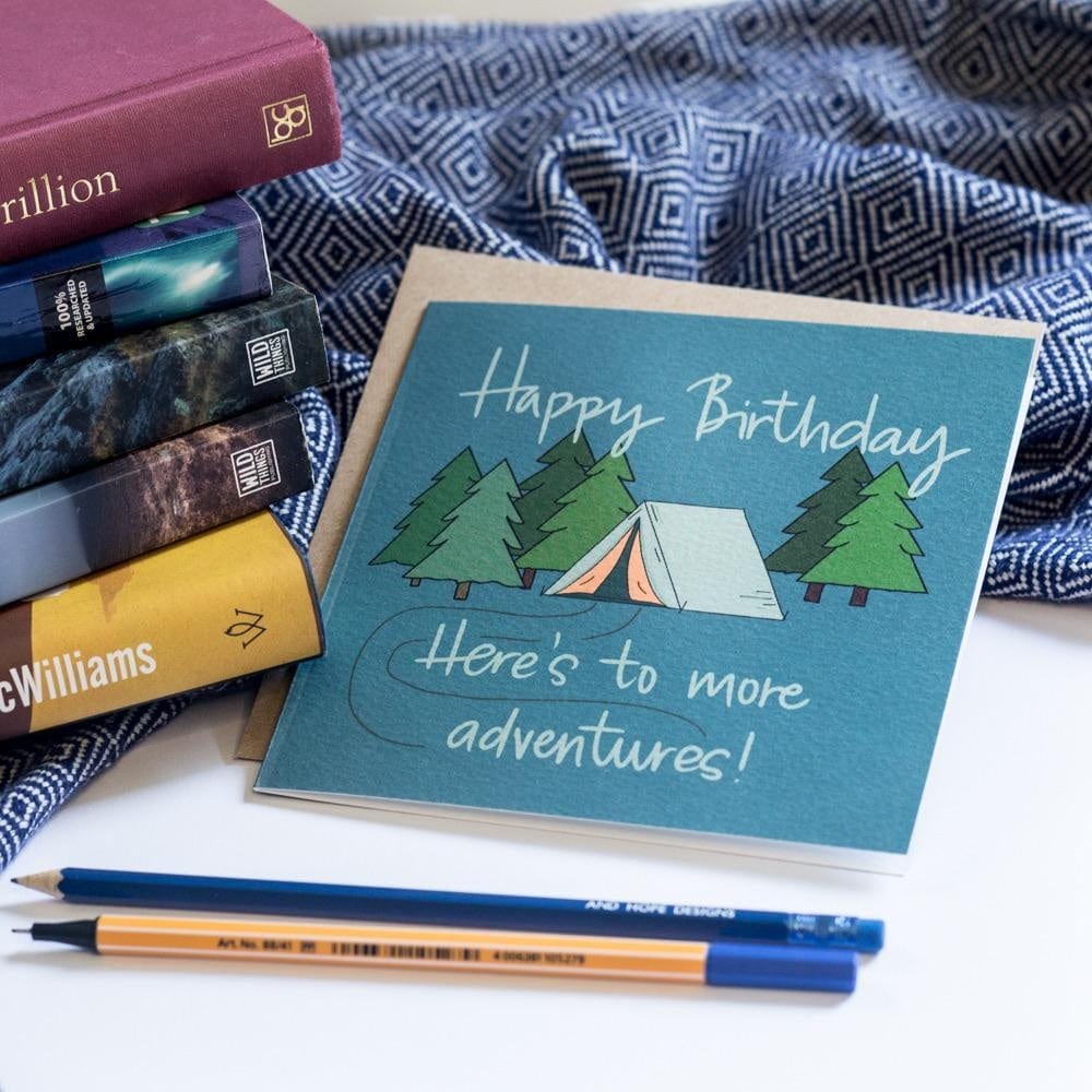 happy birthday card for men "here's to more adventures"