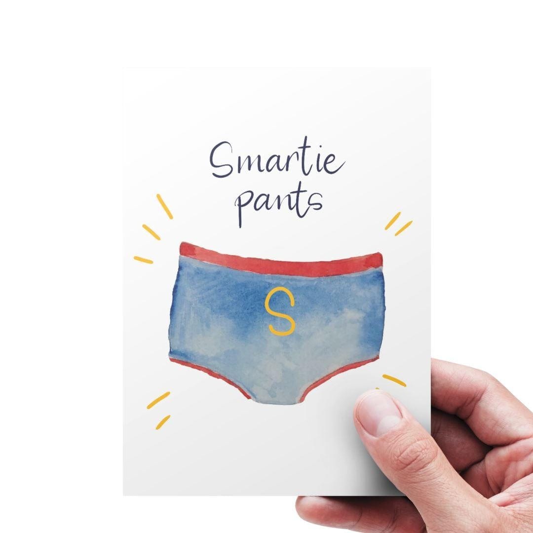 Smartie pants card to congratulate someone on passing exams, driving test or graduating