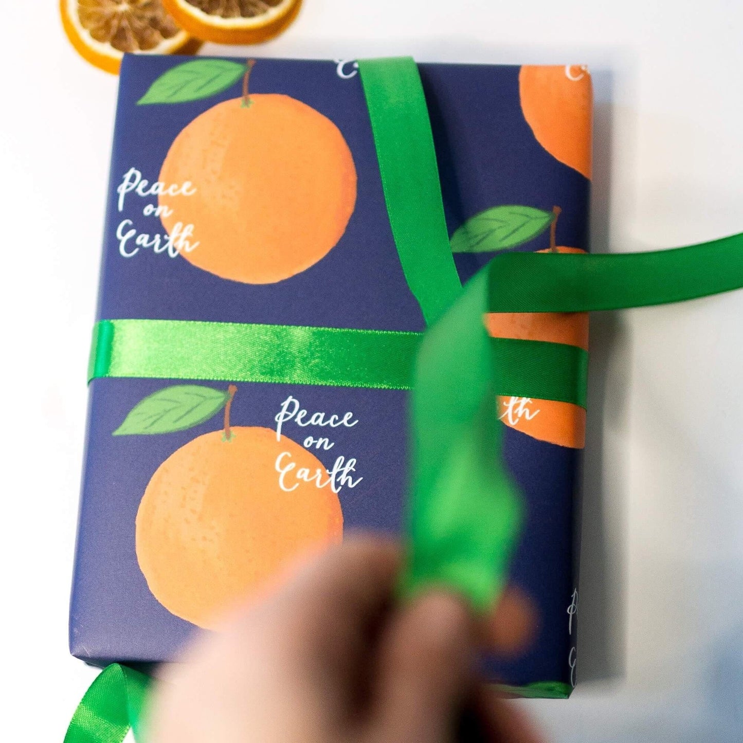 Christian christmas wrapping paper - oranges & Peace on Earth And Hope Designs Wrapping Paper