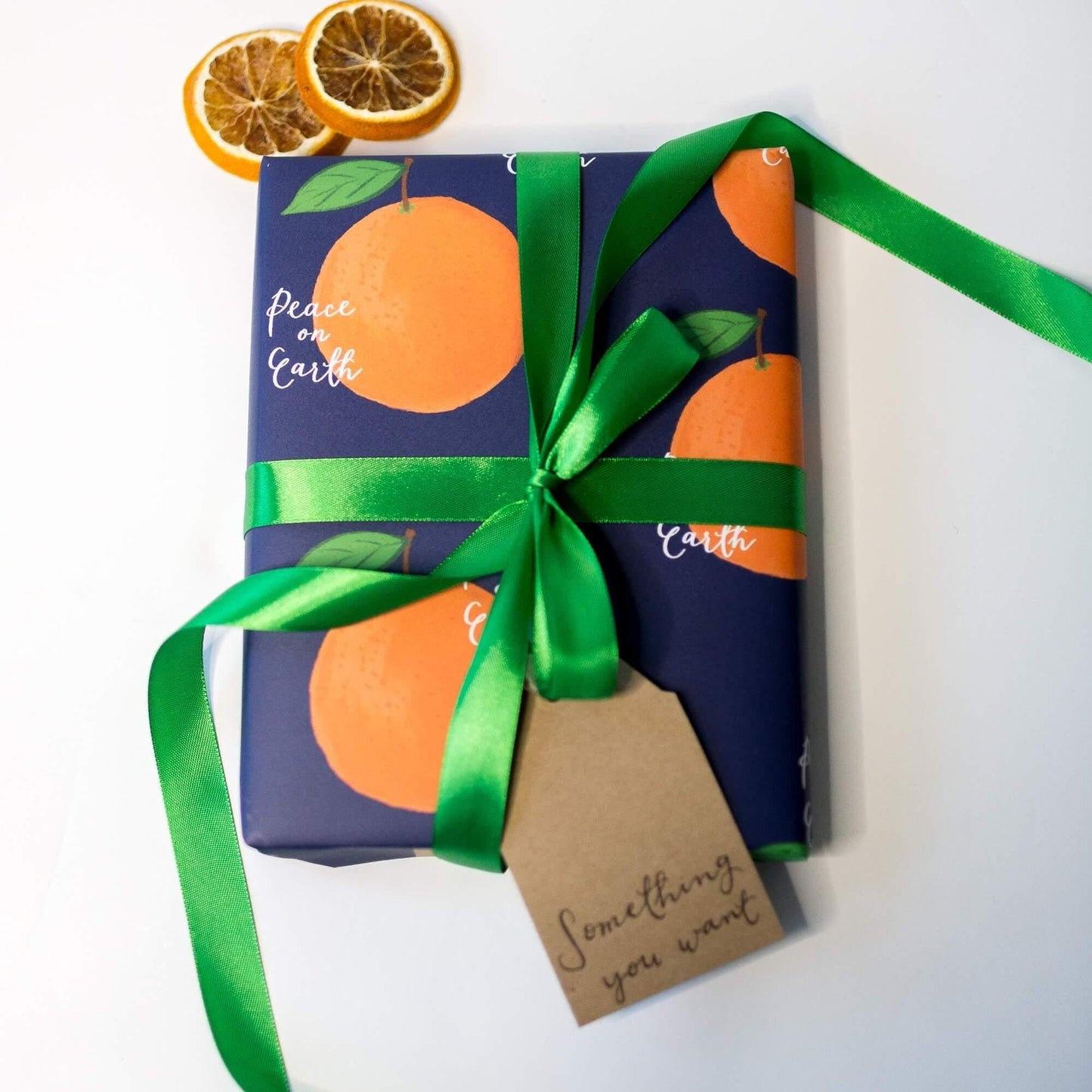 Christian christmas wrapping paper - oranges & Peace on Earth And Hope Designs Wrapping Paper