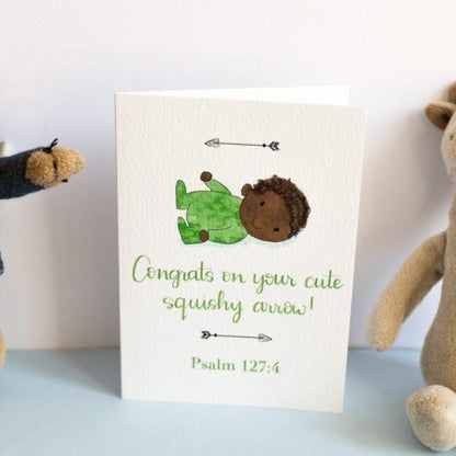 Christian new baby card - Brown Cute squishy arrow And Hope Designs Cards