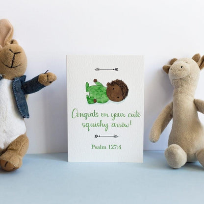 Christian new baby card - Brown Cute squishy arrow And Hope Designs Cards