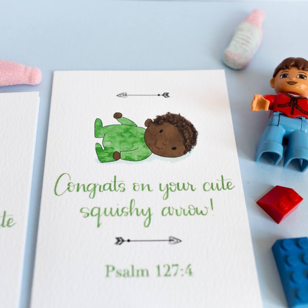 Christian new baby card - Brown Cute squishy arrow And Hope Designs Cards