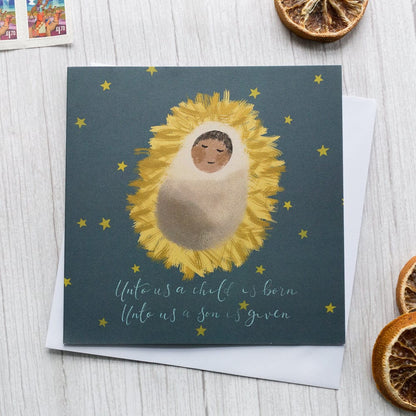 Christmas cards - modern nativity and grey star set Set of 4 And Hope Designs Greeting & Note Cards