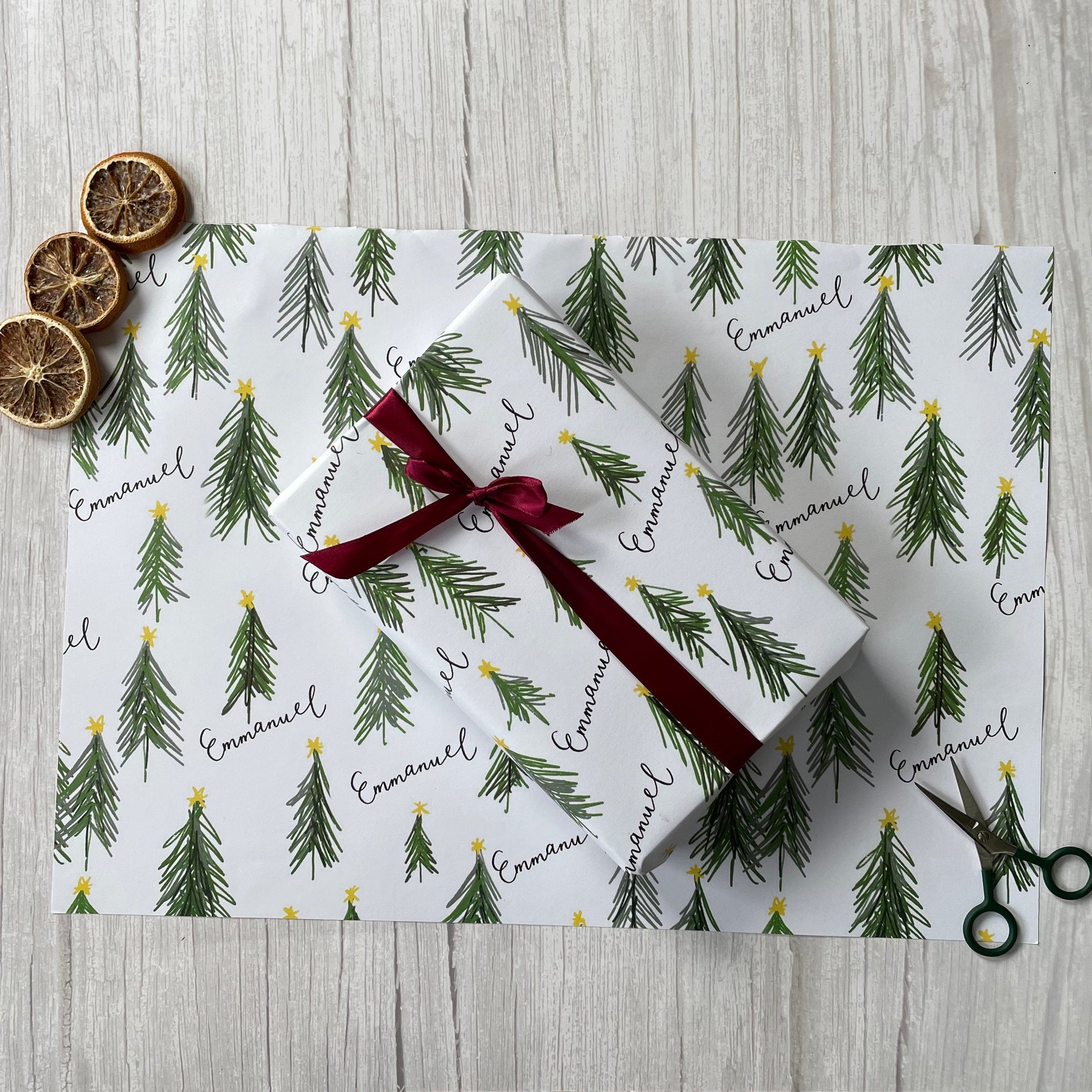 “Emmanuel” Christmas tree wrapping paper And Hope Designs Wrapping Paper