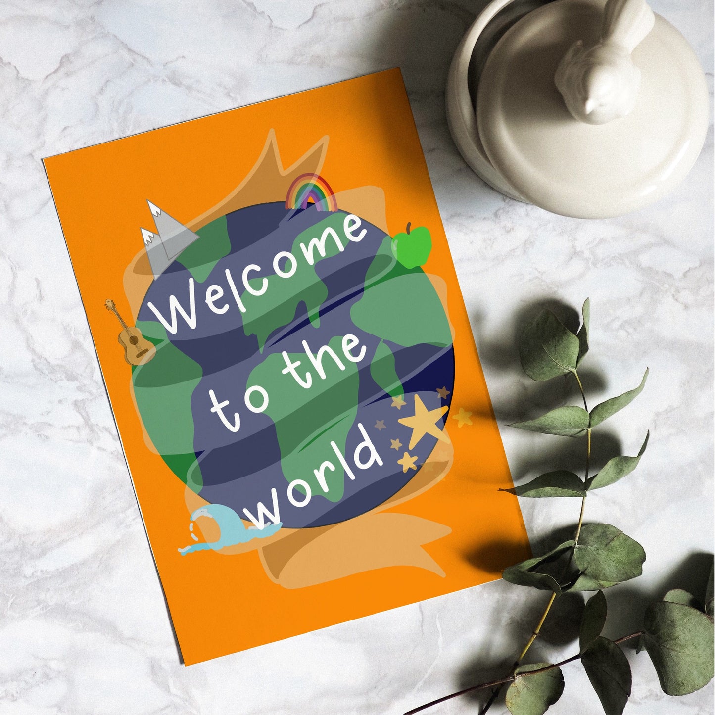 New baby card - Orange Welcome to the world And Hope Designs Cards