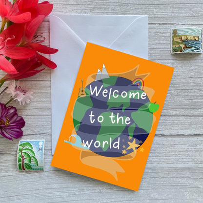 New baby card - Orange Welcome to the world And Hope Designs Cards