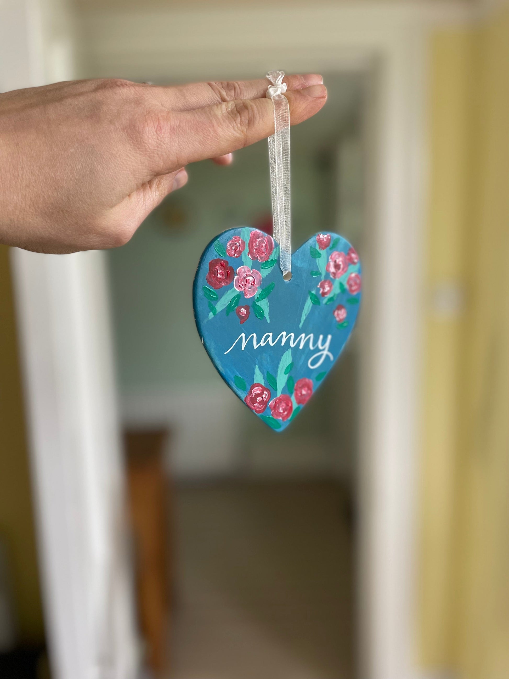 Painted ceramic heart - Mother’s Day Personalised with (specify): And Hope Designs Baubles