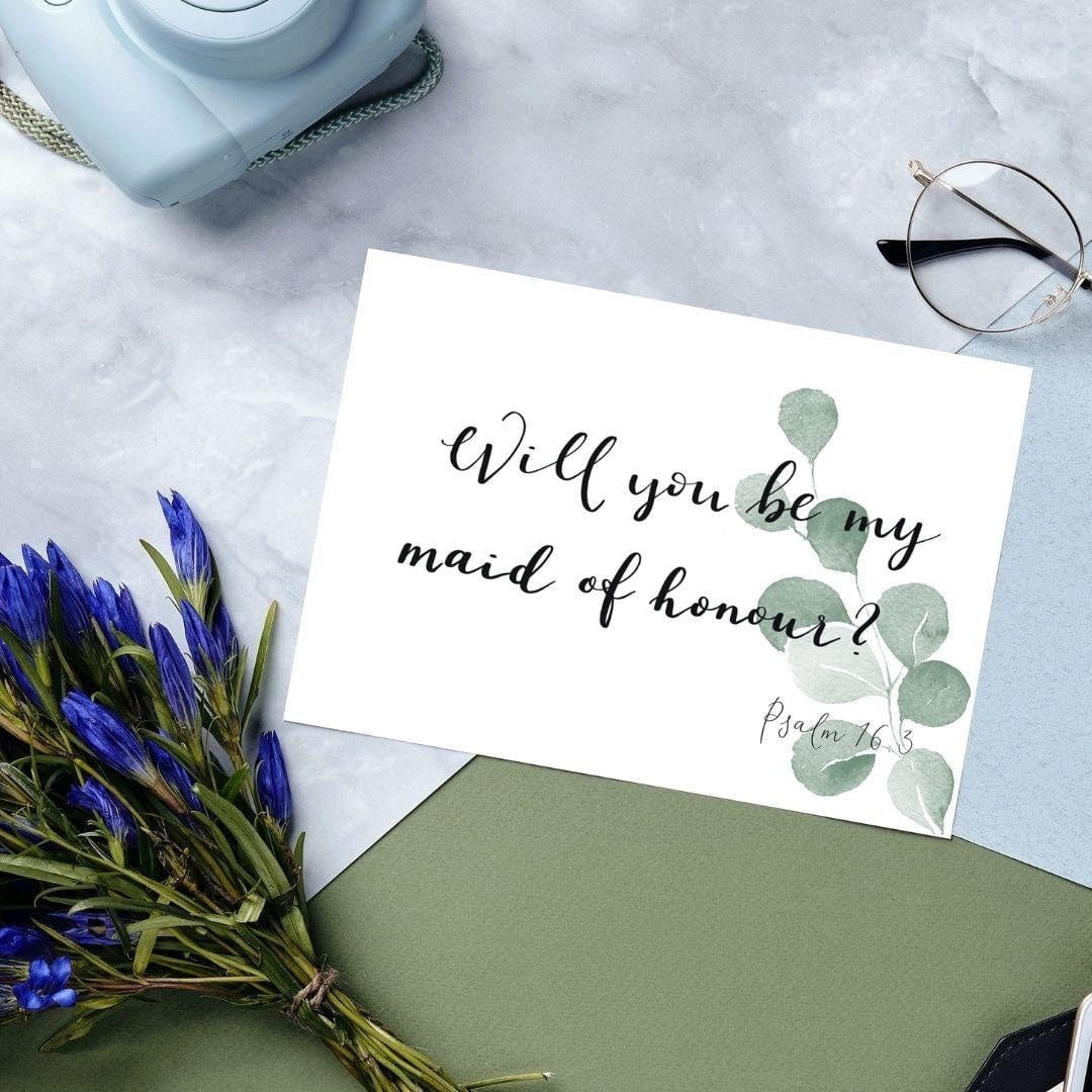 Will you be my maid of honour christian proposal And Hope Designs Cards